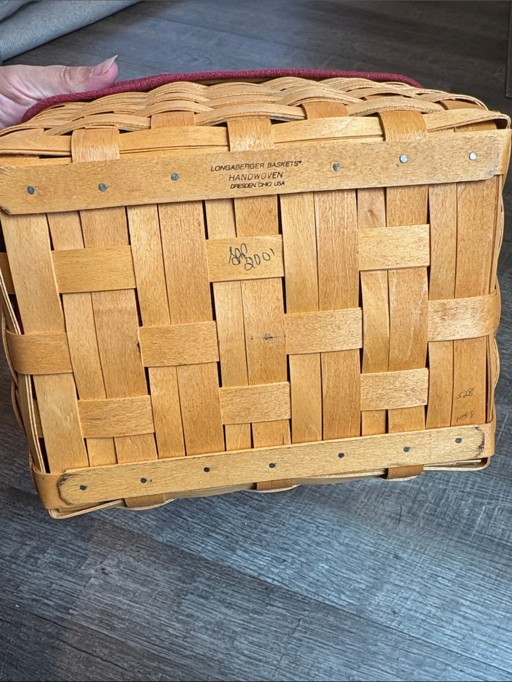 Longaberger 2001 Card Keeper Basket  Combo Paprika Fabric Liner Divider